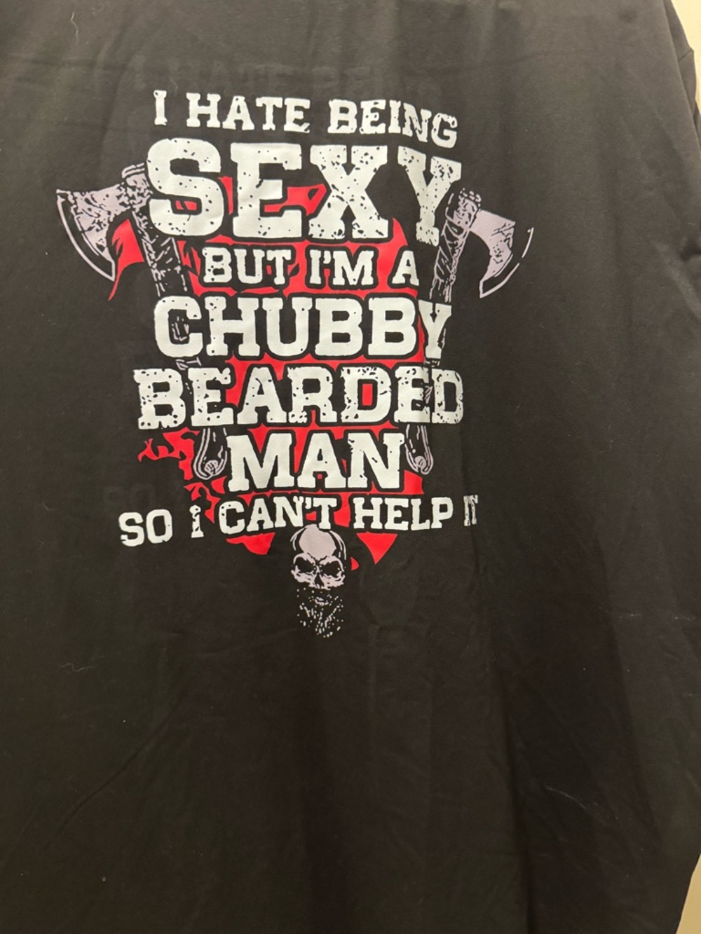 Black Graphic Tee - Chubby Bearded Man Slogan Men’s Tee